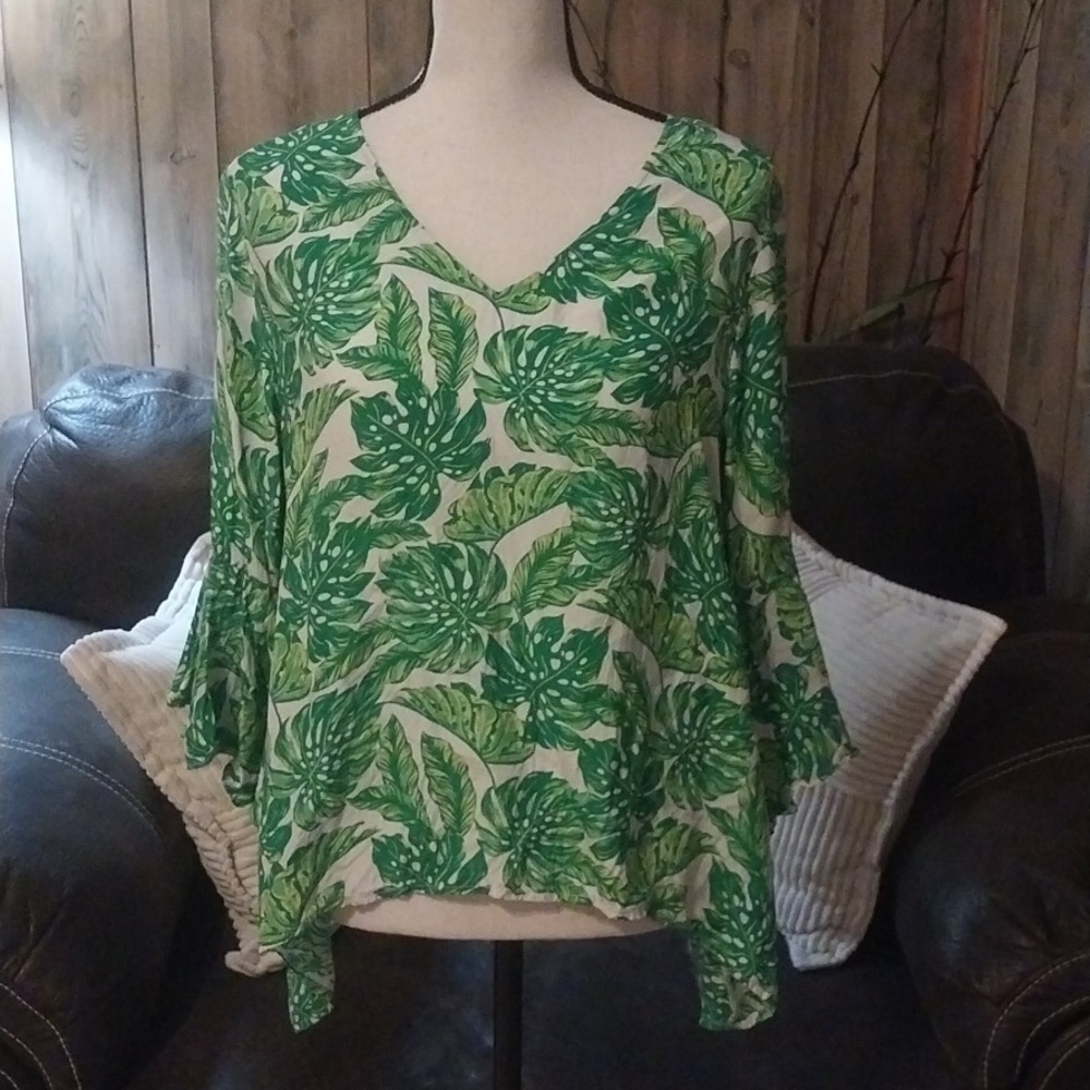 LaRoque Original 100% Silk Ivy Top Palm Print One Size